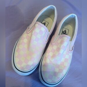 Checkerboard slip on vans
